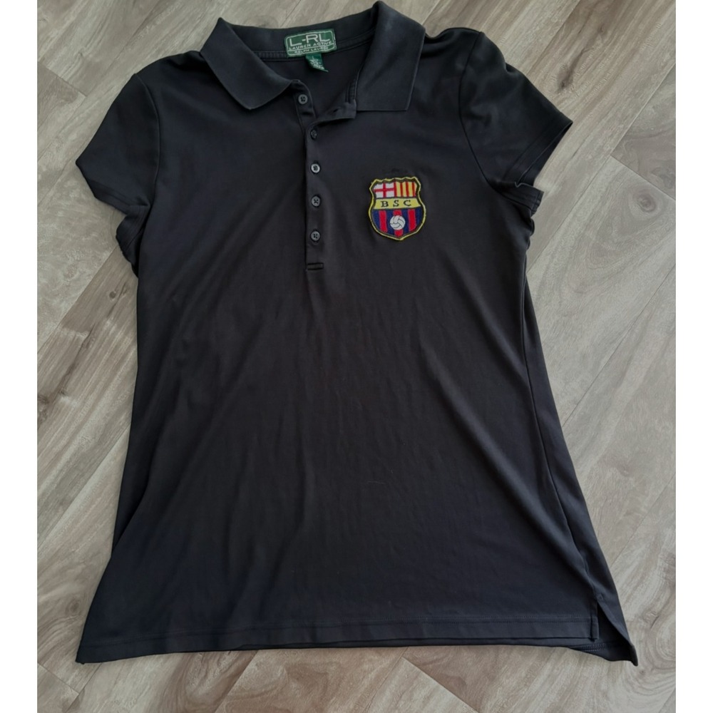 Lauren Ralph Lauren Womens Black FCB Barcelona Black‎ Polo Shirt L